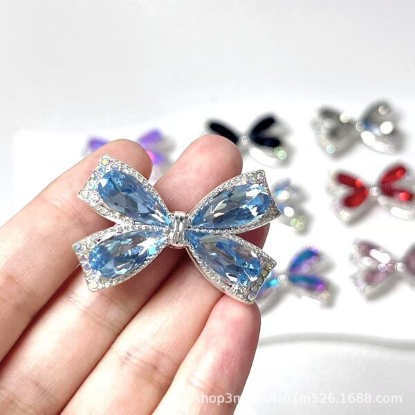 Wholesale Alloy Multicolor Crystal Bowknot Straight Hole Loose Beads