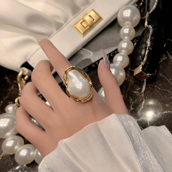 Wholesale Alien pearl gold opening adjustable ring