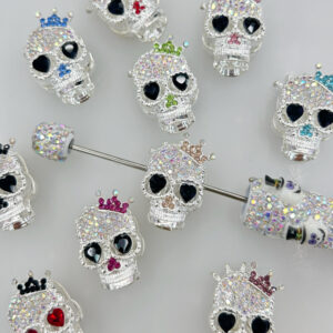 Wholesale Heavy-Duty Alloy Crown Ghost Skull Four-Hole Loose 3D Crystal Beads