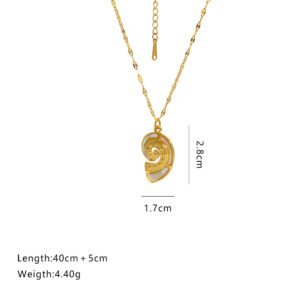 Golden necklace-white shell conch g3