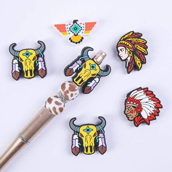 Wholesale 20pcs Cartoon Western Style Cow Head Silicone Beads