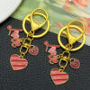 Wholesale Valentine's Day Oil Dripping Red Sprinkled Gold Love Heart Keychain