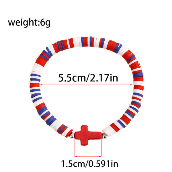 Wholesale Turquoise Cross Bohemian Colorful Soft Clay Beach Elastic Adjustable Bracelet