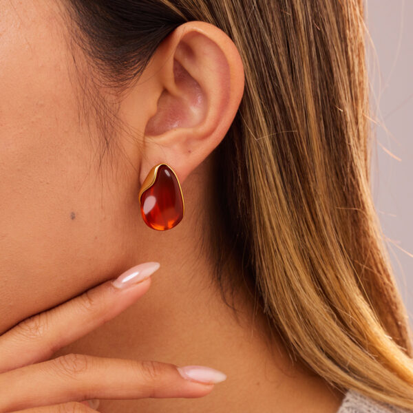 Wholesale Amber metal patchwork earrings