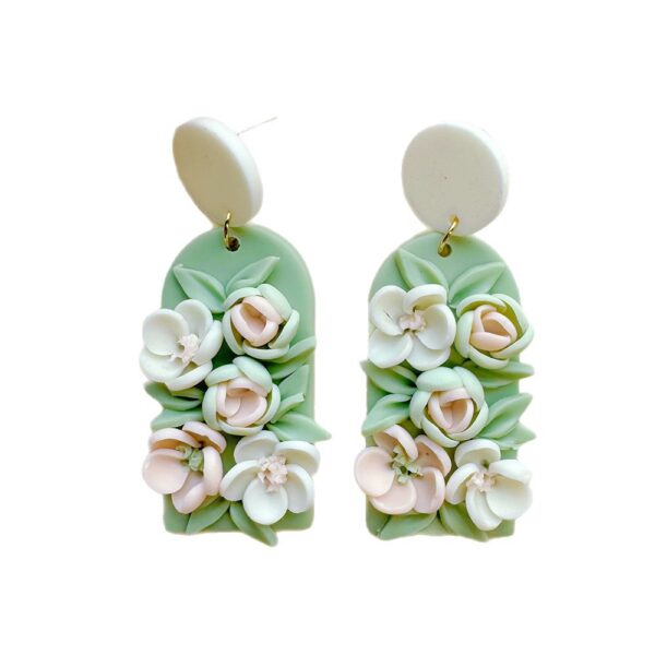 Wholesale Colored handmade floral soft ceramic earrings