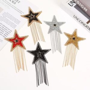 Wholesale Hot stamping tassel pentagram embroidery DIY Patches