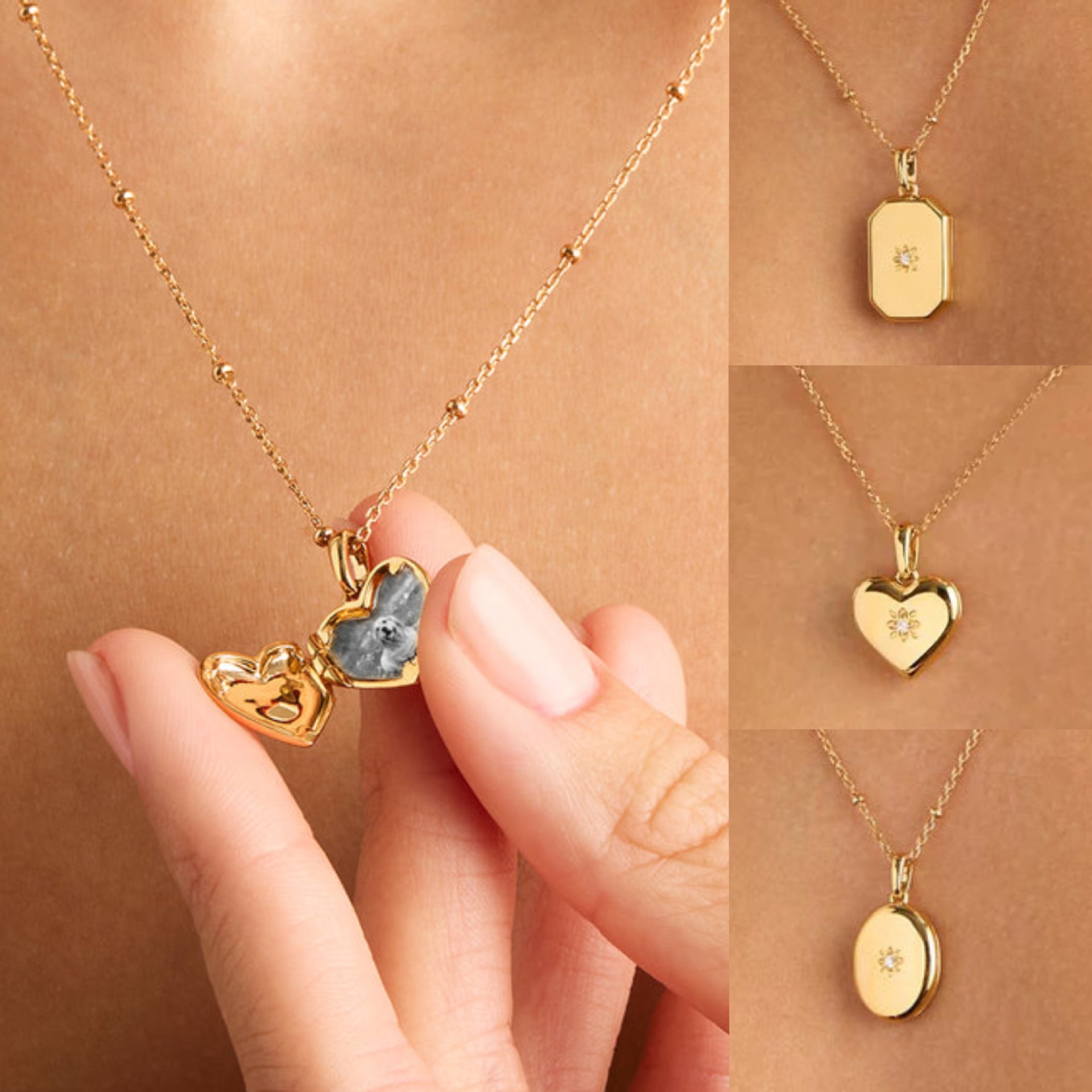 Wholesale Zircon Love Opening Elliptical Album Necklace