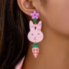 Wholesale Easter Pink Purple Rabbit Easter Egg Acrylic Earrings