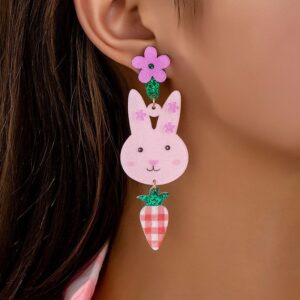 Wholesale Easter Pink Purple Rabbit Easter Egg Acrylic Earrings