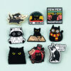 Wholesale Cute black cat cartoon English letter alloy badge brooch