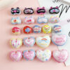 Wholesale 10pcs Printed Colorful Cat Head Lace Love Acrylic Beads