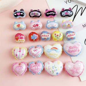 Wholesale 10pcs Printed Colorful Cat Head Lace Love Acrylic Beads