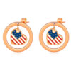 Wholesale Independence Day 12mm Round Cut Out Heart Flag Three-Color Oil Drop Earrings