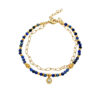 Wholesale European and American Hot Selling Ins Style Lapis Lazuleus Bracelet French Style Design Sense Natural Stone Bracelet Stainless Steel Gold Plated Hand Jewelry