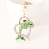 Wholesale Creative Ocean Diamond studded Love Dolphin Metal Keychain
