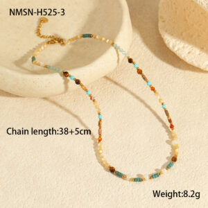 Nmsn-h525-3 mother-of-pearl beaded necklace / 18K