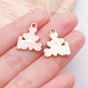 1 pink dripping love letter love17x15x1mm-1.25g-25190