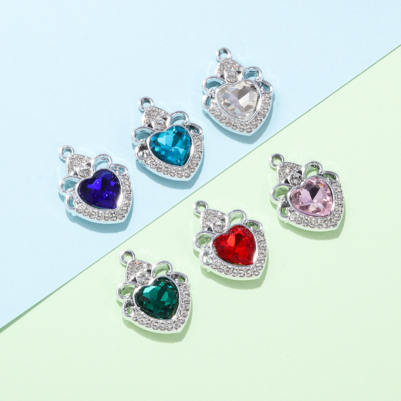 Wholesale Crown Love Colored Gemstone Pendant with Diamonds