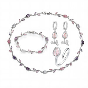 Platinum purple pink diamond tulip set