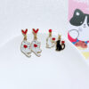 Wholesale Cartoon Cute Asymmetric Black and White Cat Earrings