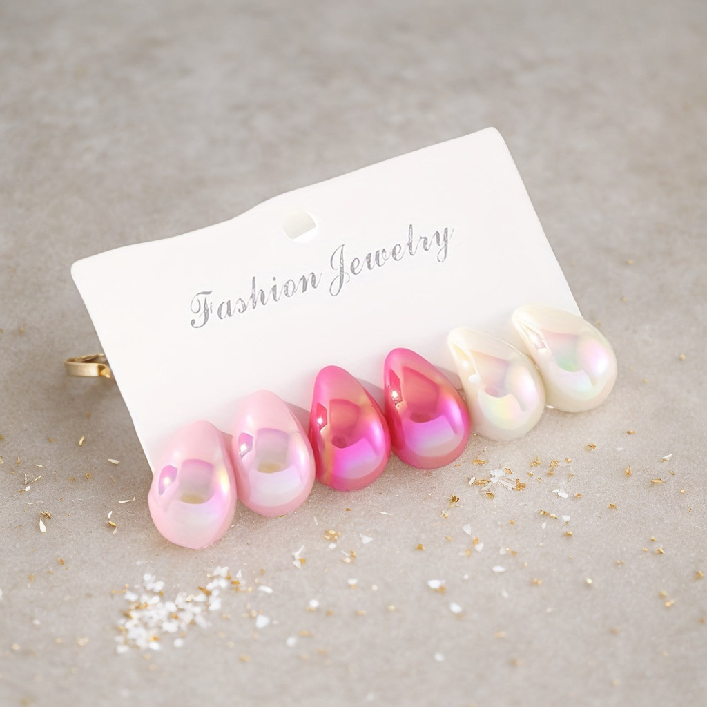 Wholesale Painted glossy water oplet shaped earring set