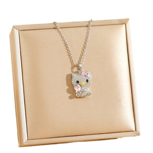 Wholesale Cute Diamond Cartoon Cat Pendant Necklace