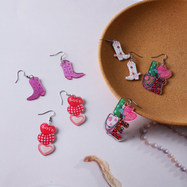 Wholesale Valentine's Day creative pendant colored acrylic earrings