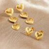Wholesale Polished gold-plated heart-shaped long stainless steel earrings