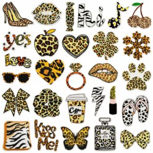 Wholesale Valentine's Day series embroidered patch with leopard and cow print patterns, embroidered patches, clothing accessories, ironing patches