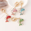 Wholesale Creative Ocean Diamond studded Love Dolphin Metal Keychain