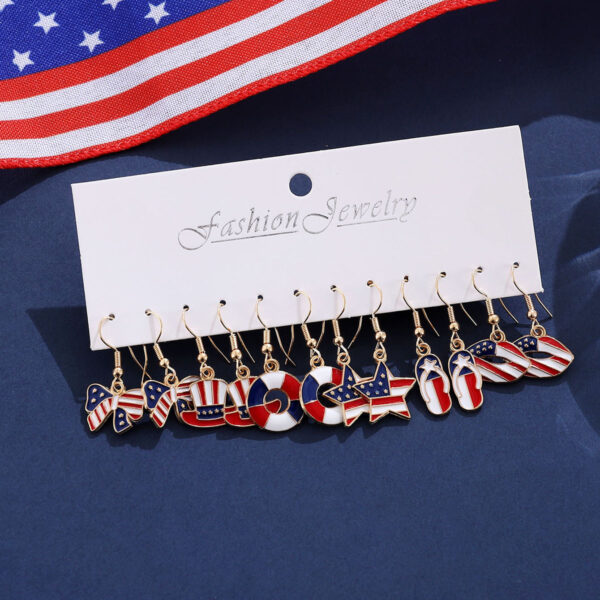 Wholesale Independence Day red, white, blue star striped slipper earring set