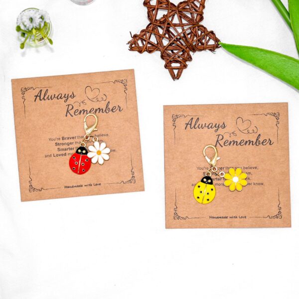 Wholesale Blessing Card Ladybug Daisy Keychain Pendant