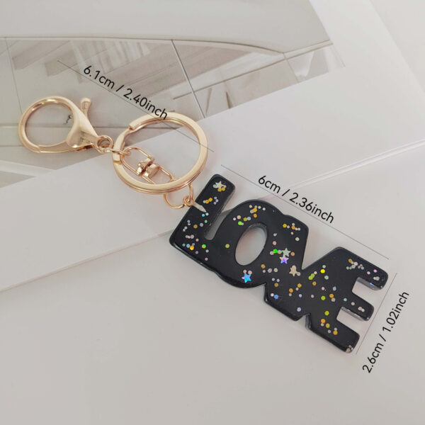 Wholesale Letter LOVE Tassel Sequin Drop Glue Resin Pendant Keychain
