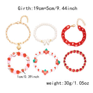 Red strawberry bracelet set