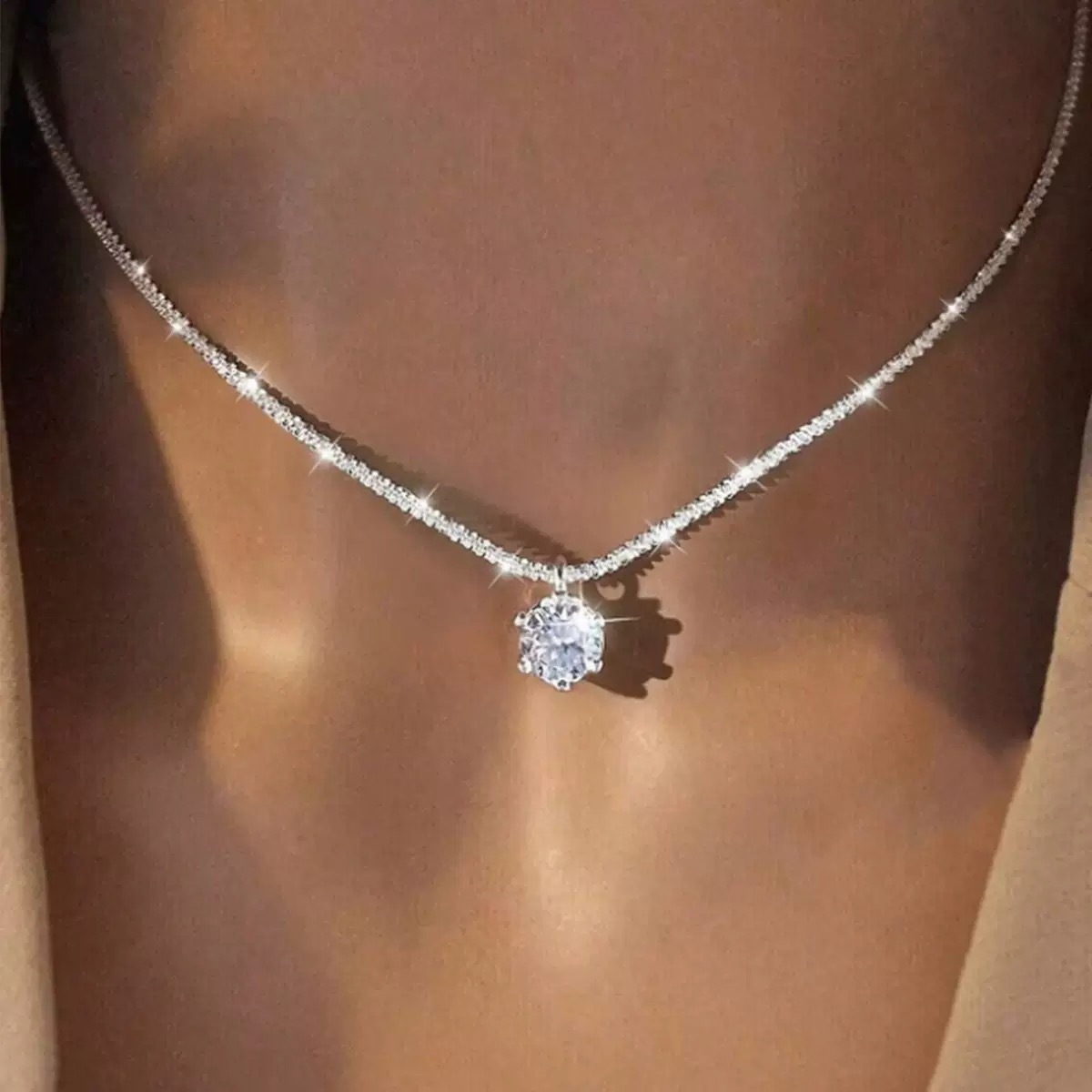 Wholesale Zircon Full Diamond Sparkling Stacked Necklace