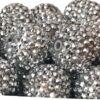 Wholesale 5pcs 20MM Resin Electroplated Silver Diamond Ball Beads