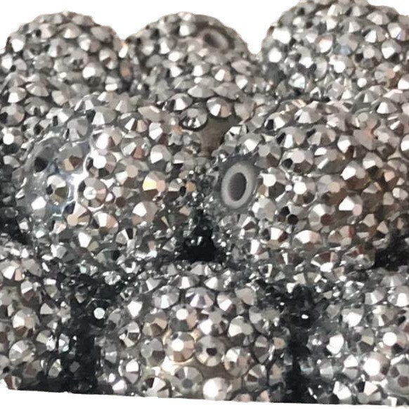 Wholesale 5pcs 20MM Resin Electroplated Silver Diamond Ball Beads