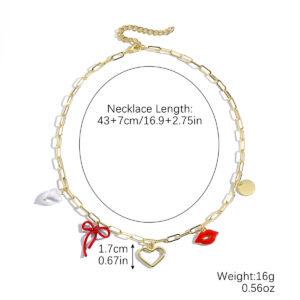 N2411-13 Love Red Lip Necklace