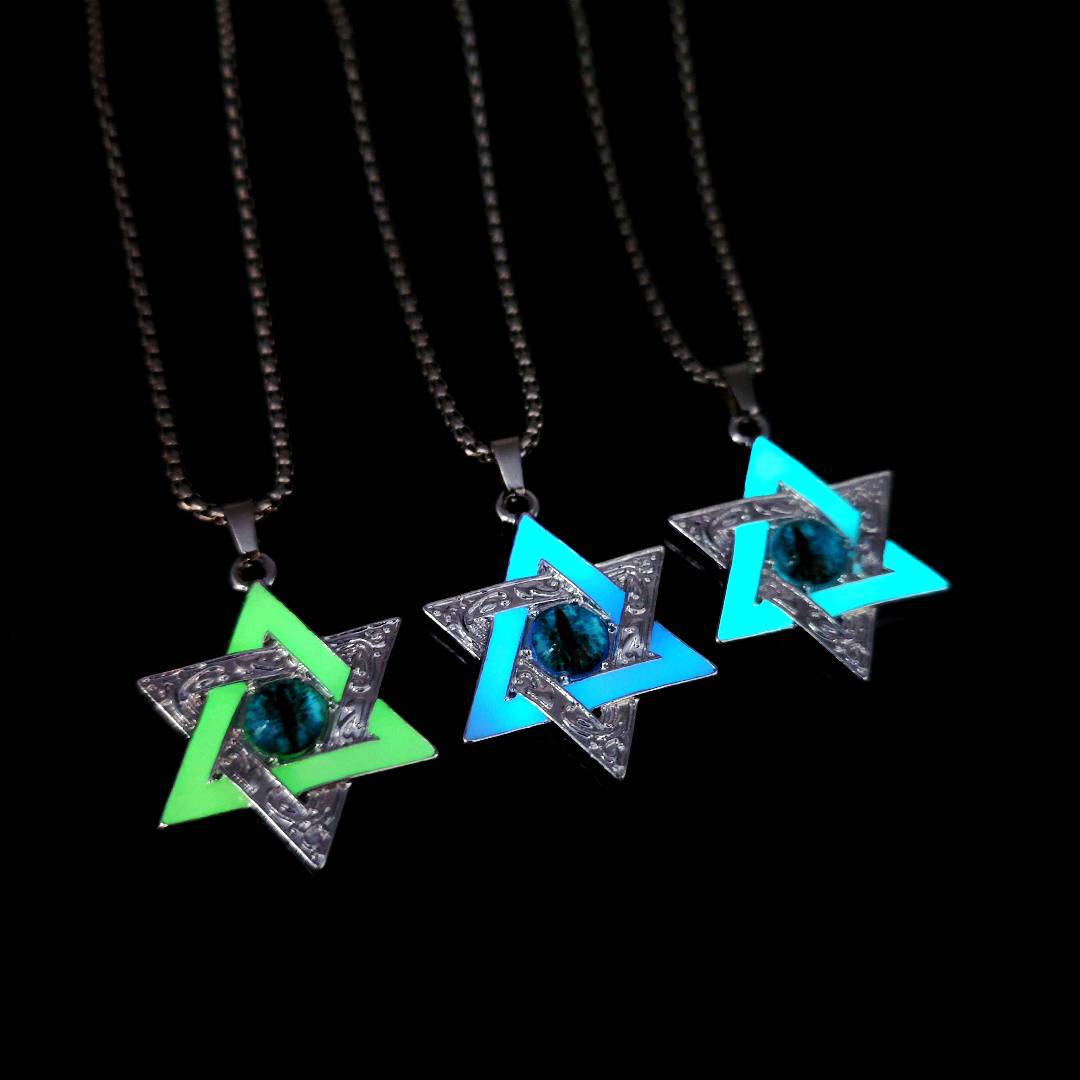 Wholesale Luminous six-inted star necklace