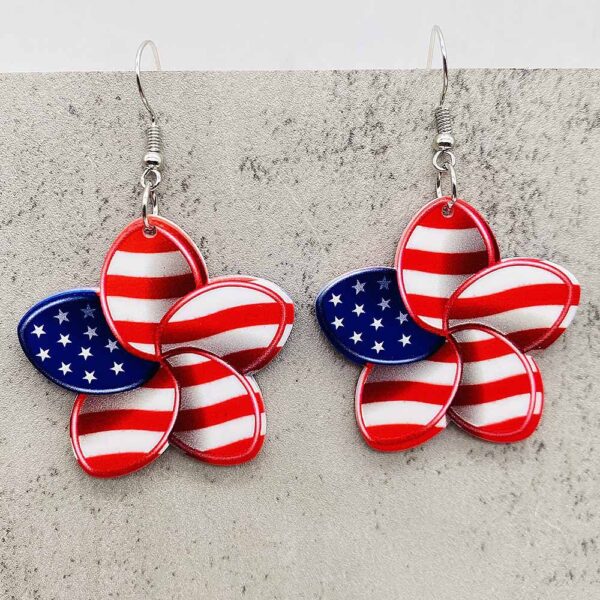 Wholesale Independence Day Colorful Flower Sports Festival Earrings