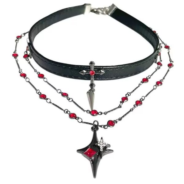 O1CN01a6NfwC1l5L4yhNlFy_2216005864767-0-cib Wholesale Gothic style red cross dark long necklace