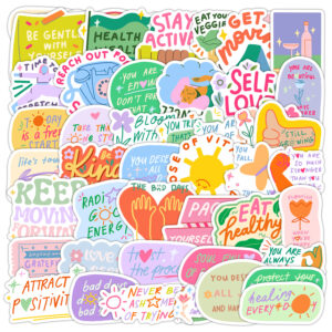 Wholesale 50pcs inspirational phrase labels, waterproof vinyl stickers