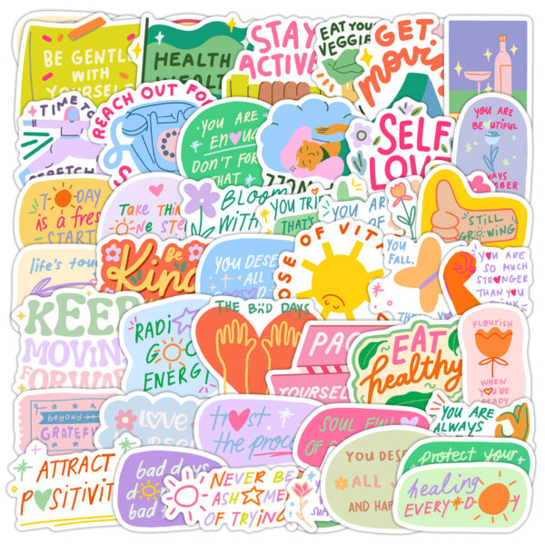 Wholesale 50pcs inspirational phrase labels, waterproof vinyl stickers