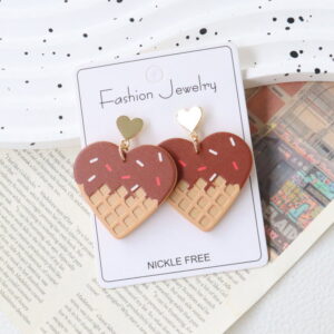 Wholesale Valentine's Day Heart-Shaped Chocolate Cone Acrylic Earrings