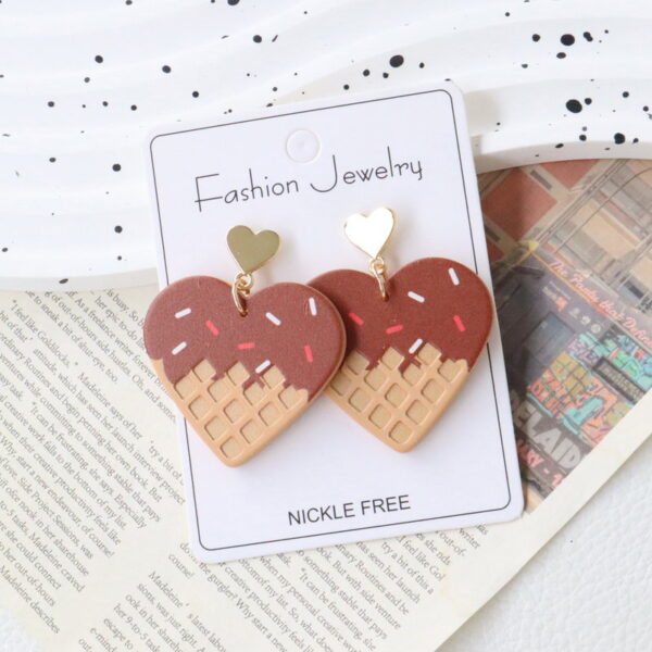 Wholesale Valentine's Day Heart-Shaped Chocolate Cone Acrylic Earrings