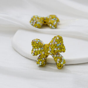 Lemon yellow / Colored soft clay full diamond bow height * width 28 * 29mm