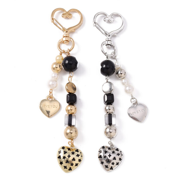 Wholesale Beaded Peach Heart Keychain Love Key Ring Key Chain Bag Pendant