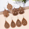 Wholesale Wooden Cut Out Fan-shaped Earrings Geometric Drop-shaped Earrings
