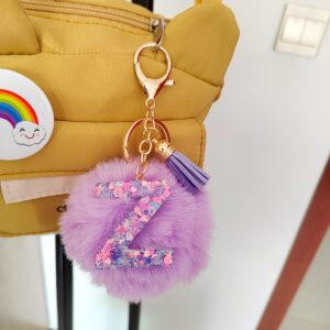 Purple Letter Hair Ball Pendant/Z