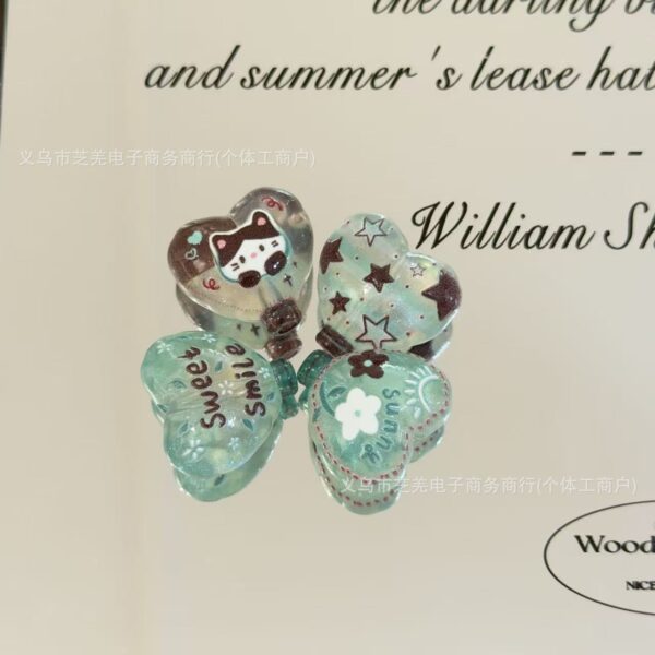 Wholesale 10pcs embossed fine sparkling blue coffee balloon acrylic beads